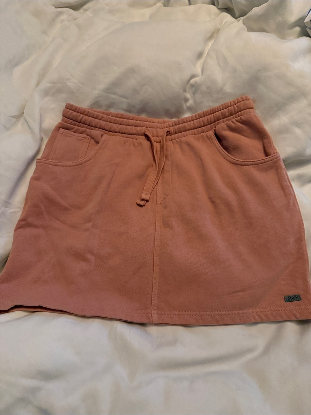 Roxy Mauve Pink Drawstring Mini Skirt with Pockets